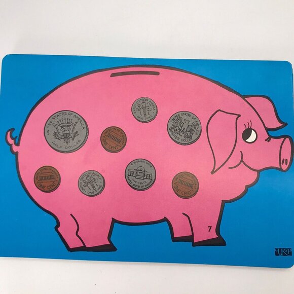 Vintage Little Kenny Piggy Bank Bingo Money Educational 10 Players Learning Fun - Picture 7 of 7